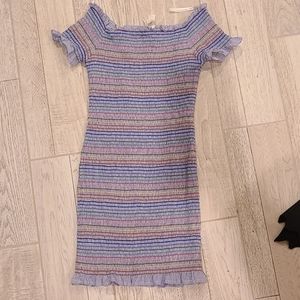 Rainbow off shoulder dress